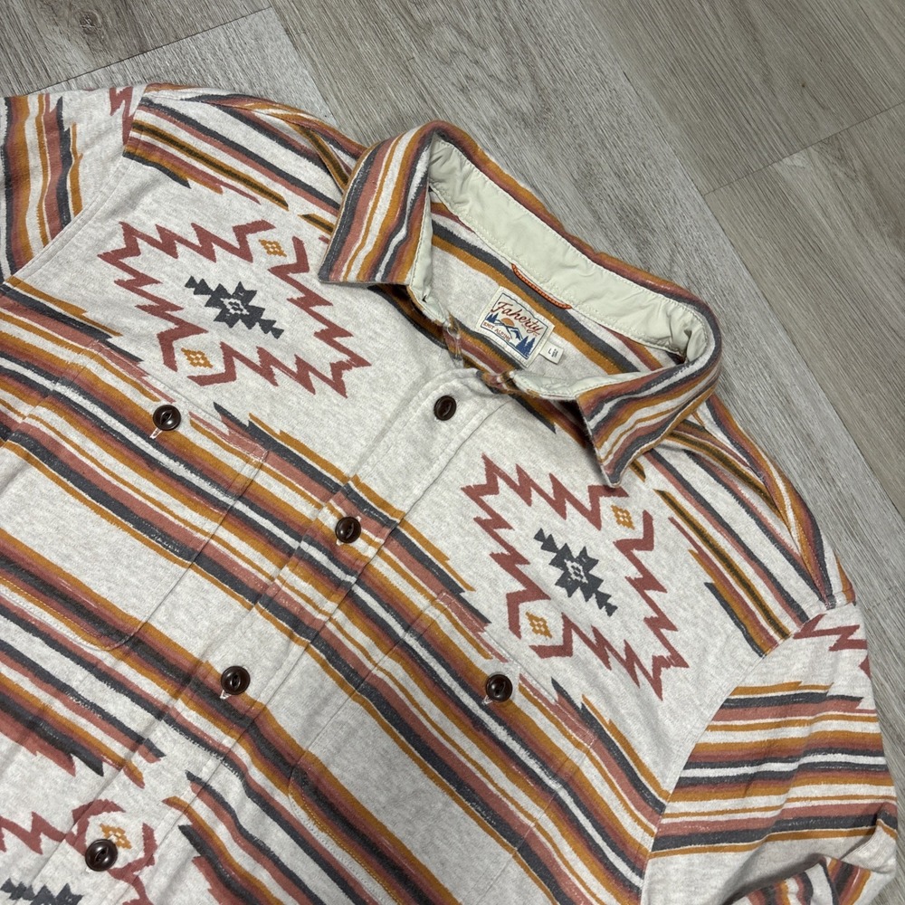 Faherty Knit Alpine Men's L Aztec Southwestern Knit Long Sleeve Button-Up